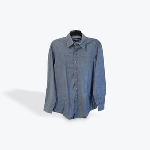 Ralph Lauren Men's Blue Chambray Button Down Shirt Long Sleeve Size L